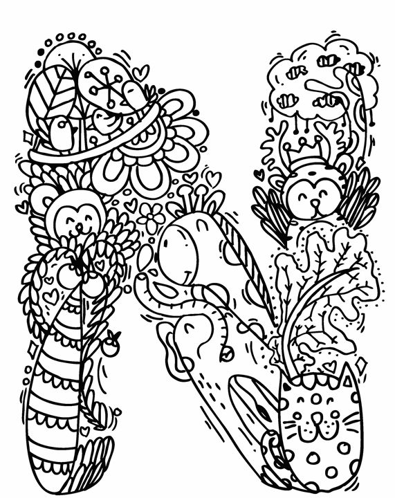 571x720 Alphabet N Doodle Art