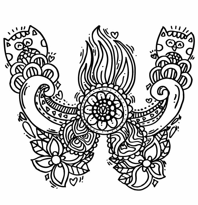 695x720 Alphabet W Doodle Art