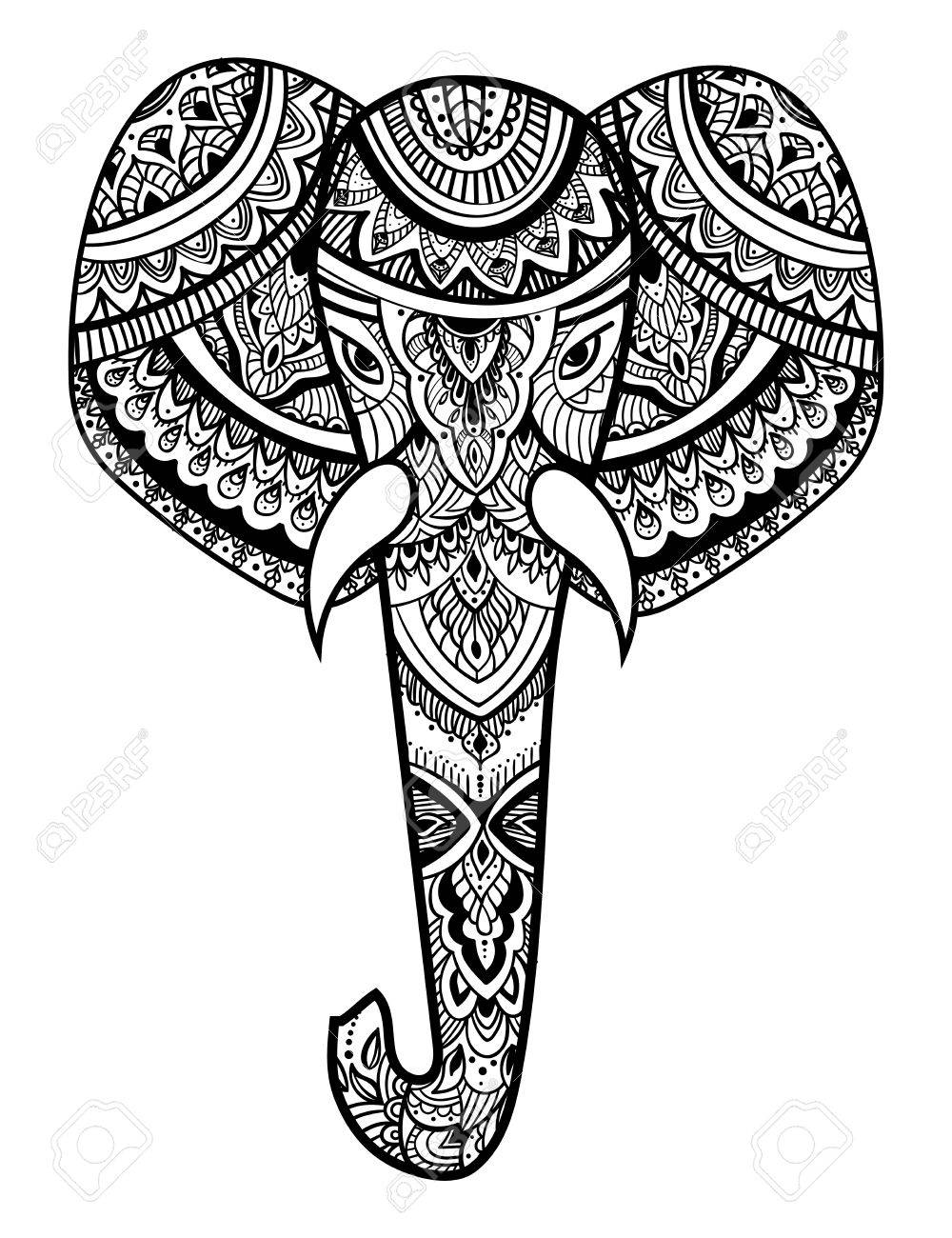 1000x1300 Stylized Head Of An Elephant. Ornamental Portrait Of An Elephant