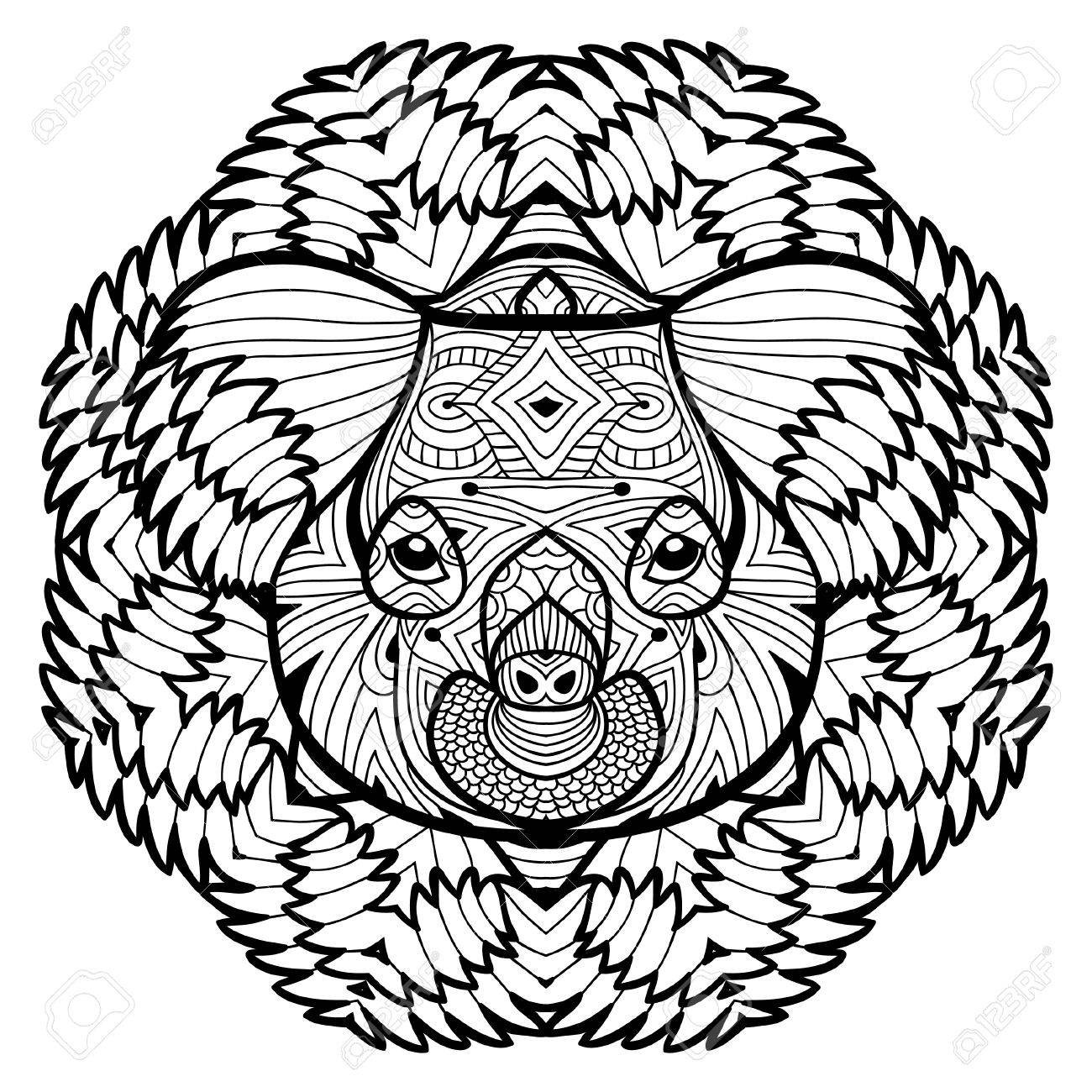 1300x1300 Animal Concept. Line Design. The Head Of A Koala. Monochrome