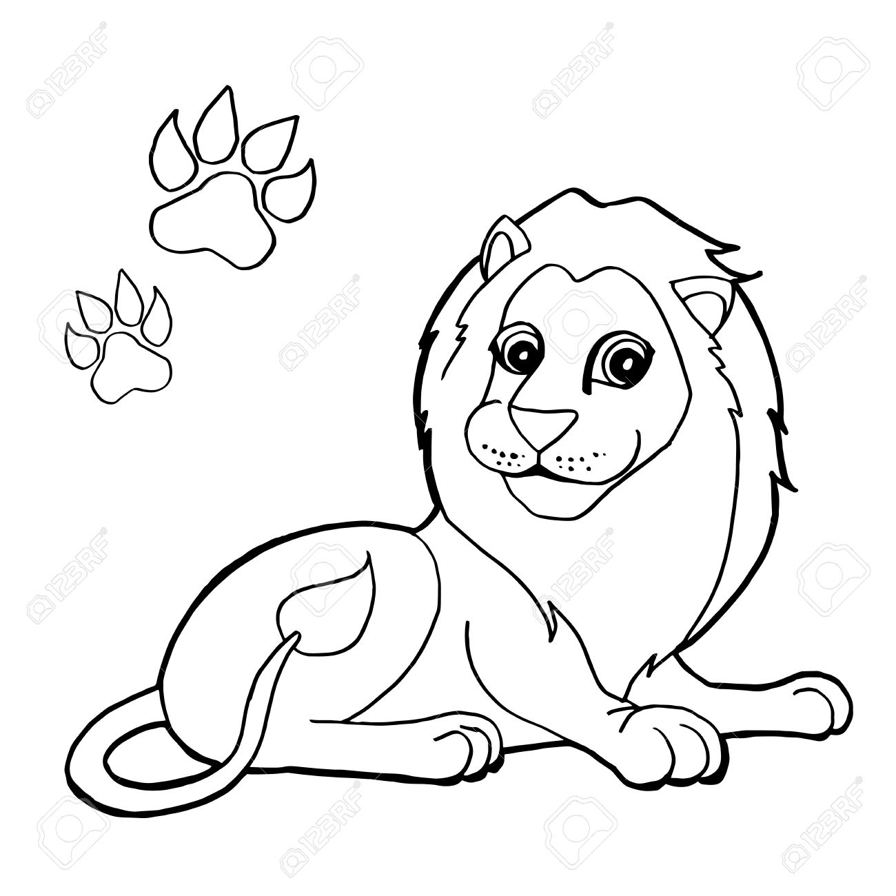 1300x1300 Paw Print With Lions Coloring Pages Royalty Free Cliparts, Vectors