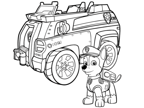 480x359 Paw Patrol Chase Police Car Coloring Page Free Printable