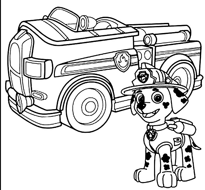 672x621 Marshall Paw Patrol Free Coloring Page Animals, Kids, Paw Patrol