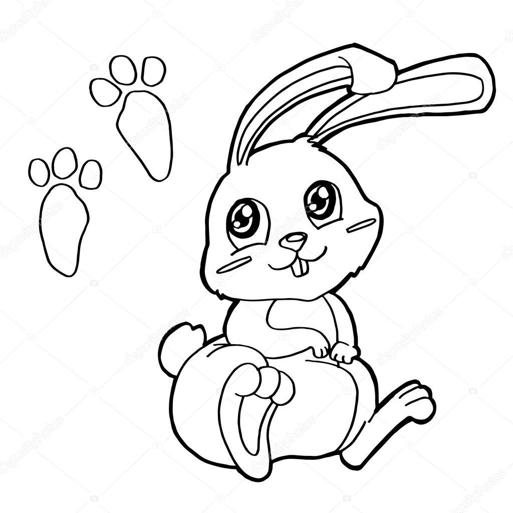 1024x1024 Paw Print With Rabbits Coloring Pages Vector Stock Vector