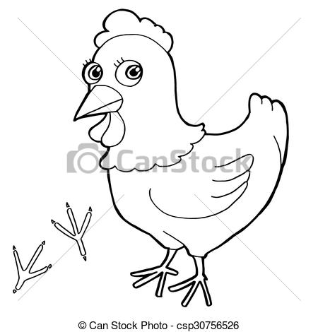 450x470 Image Of Hen With Paw Print Coloring Pages Vector Vector