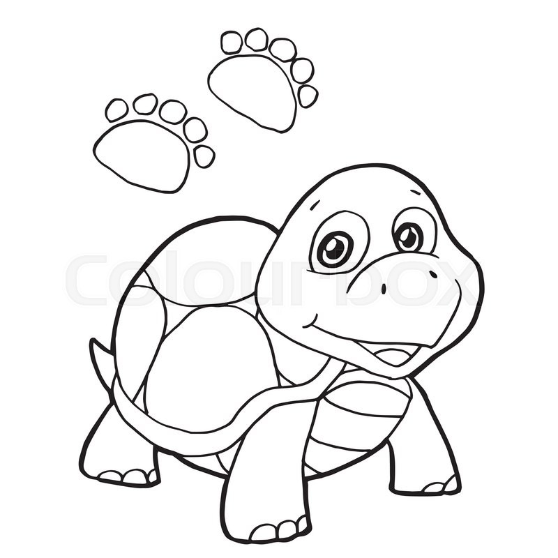 800x800 Image Of Paw Print With Turtle Coloring Page Vector Stock Vector