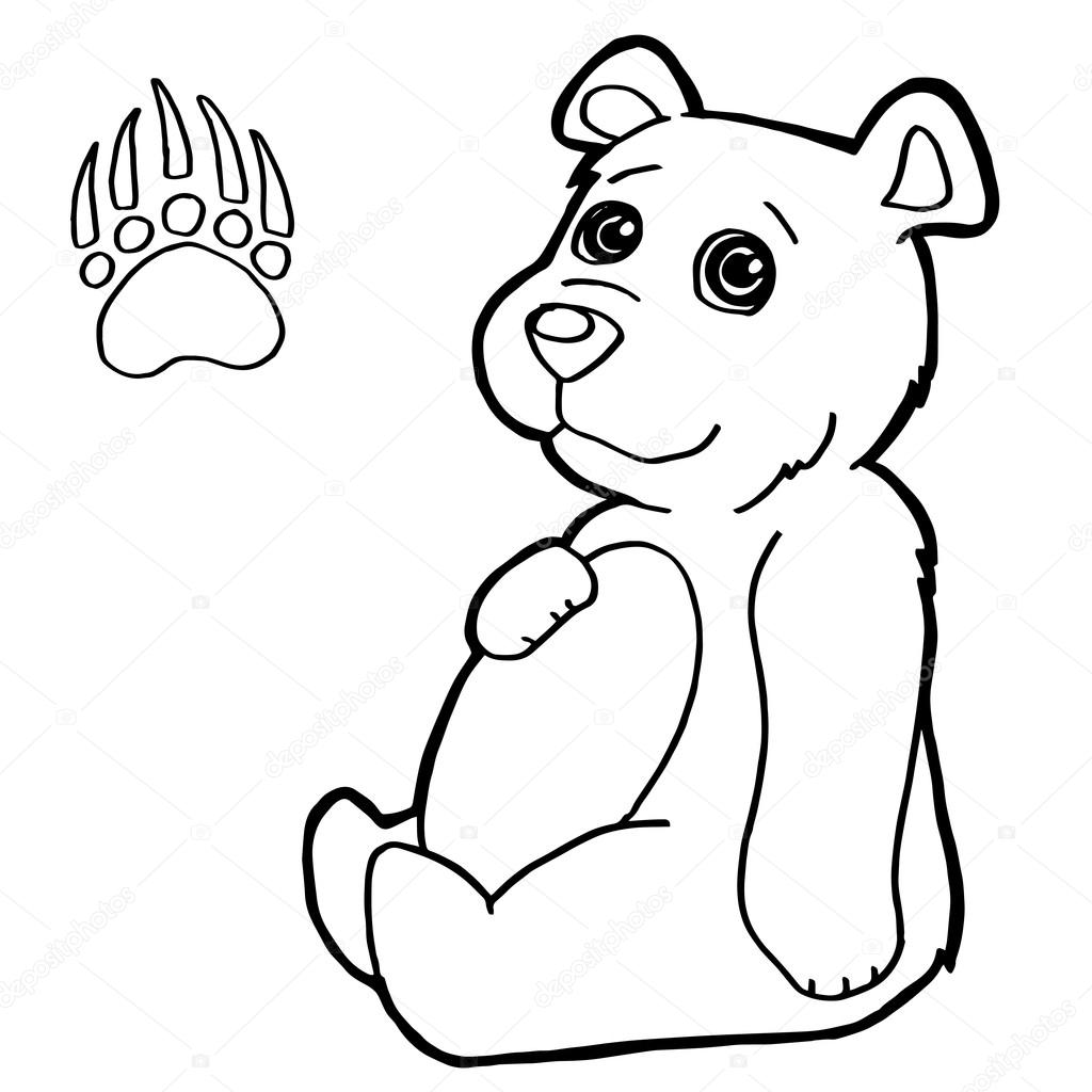 1024x1024 Bear With Paw Print Coloring Pages Vector Stock Vector