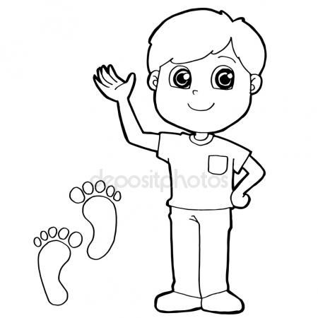 450x450 Kid With Paw Print Coloring Page Vector Stock Vector
