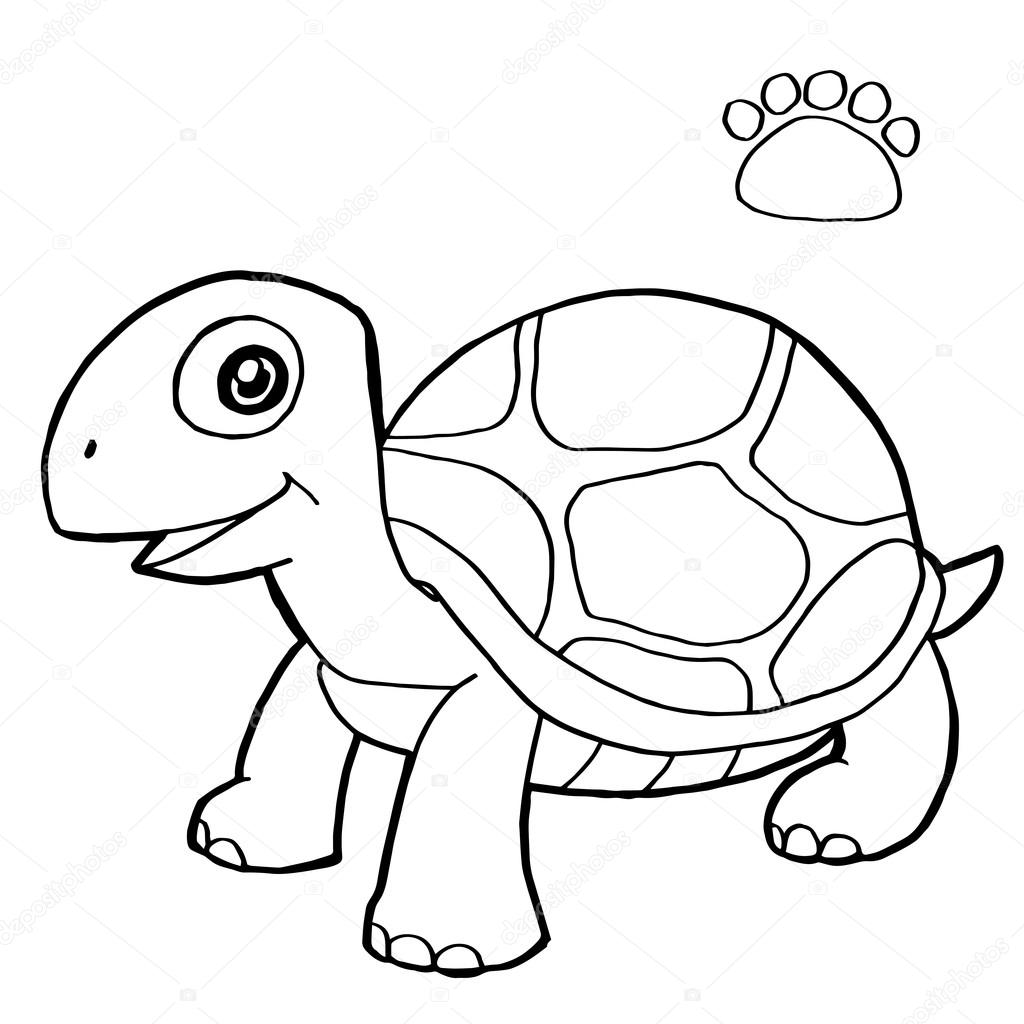 1024x1024 Paw Print With Turtle Coloring Page Vector Stock Vector