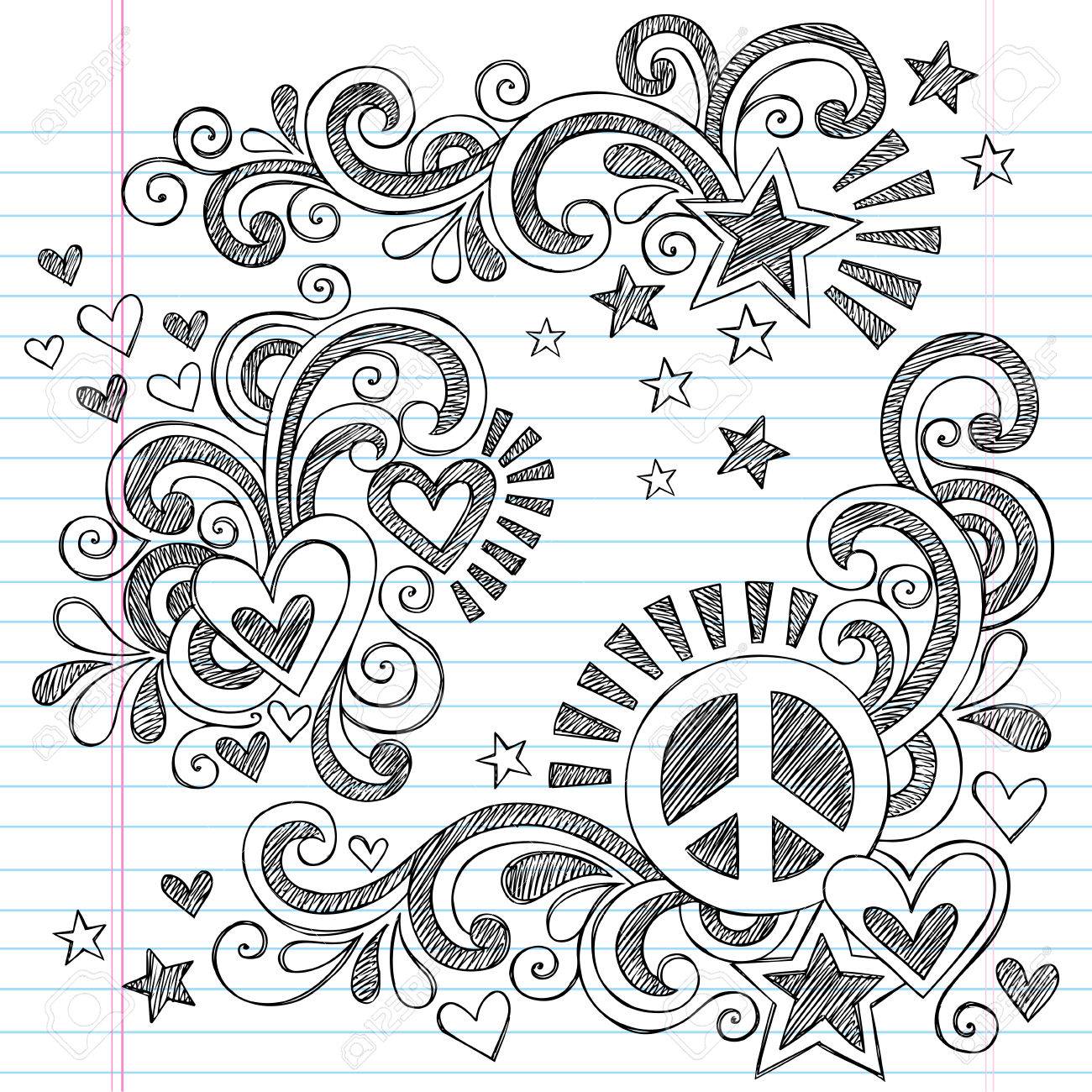 1300x1300 Peace And Love Back To School Sketchy Notebook Doodles With Peace