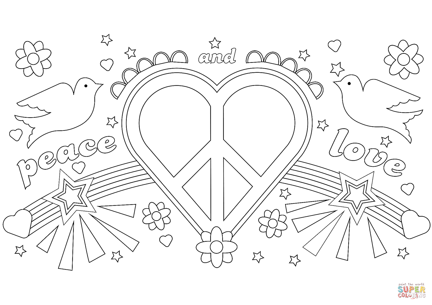 1500x1061 Peace And Love Coloring Page Free Printable Coloring Pages
