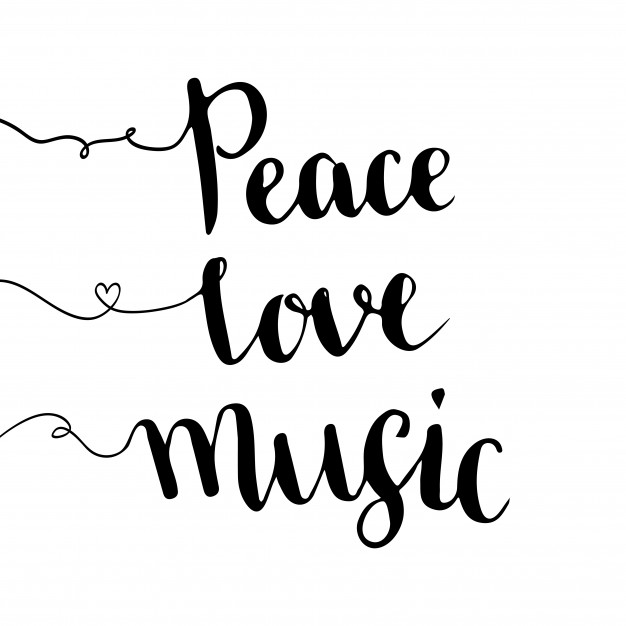 626x626 Peace Love Music. Handwritten Lettering. Hand Drawn Vector Design