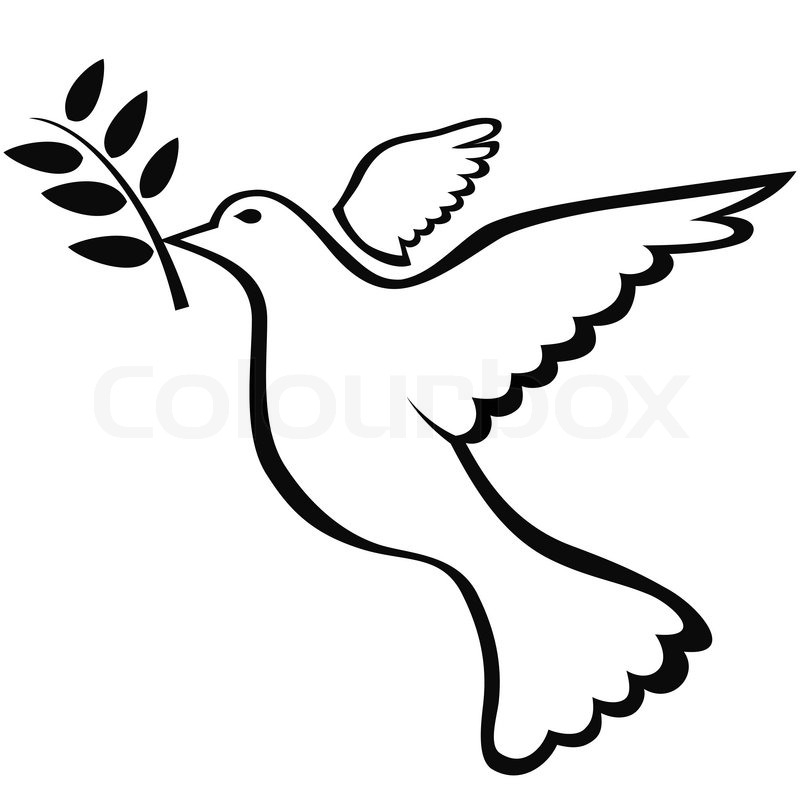 800x800 Isolated Black Peace Dove Symbol On White Background Stock