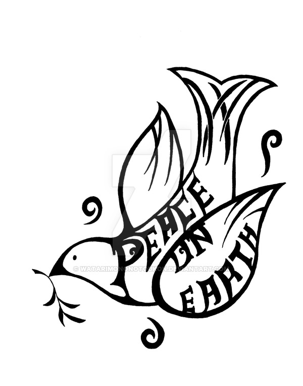 600x763 Peace Dove Tribal Tattoo By Watarimononotoukon