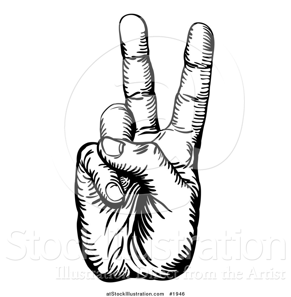 1024x1044 Vector Illustration Of A Black And White Peace Hand By