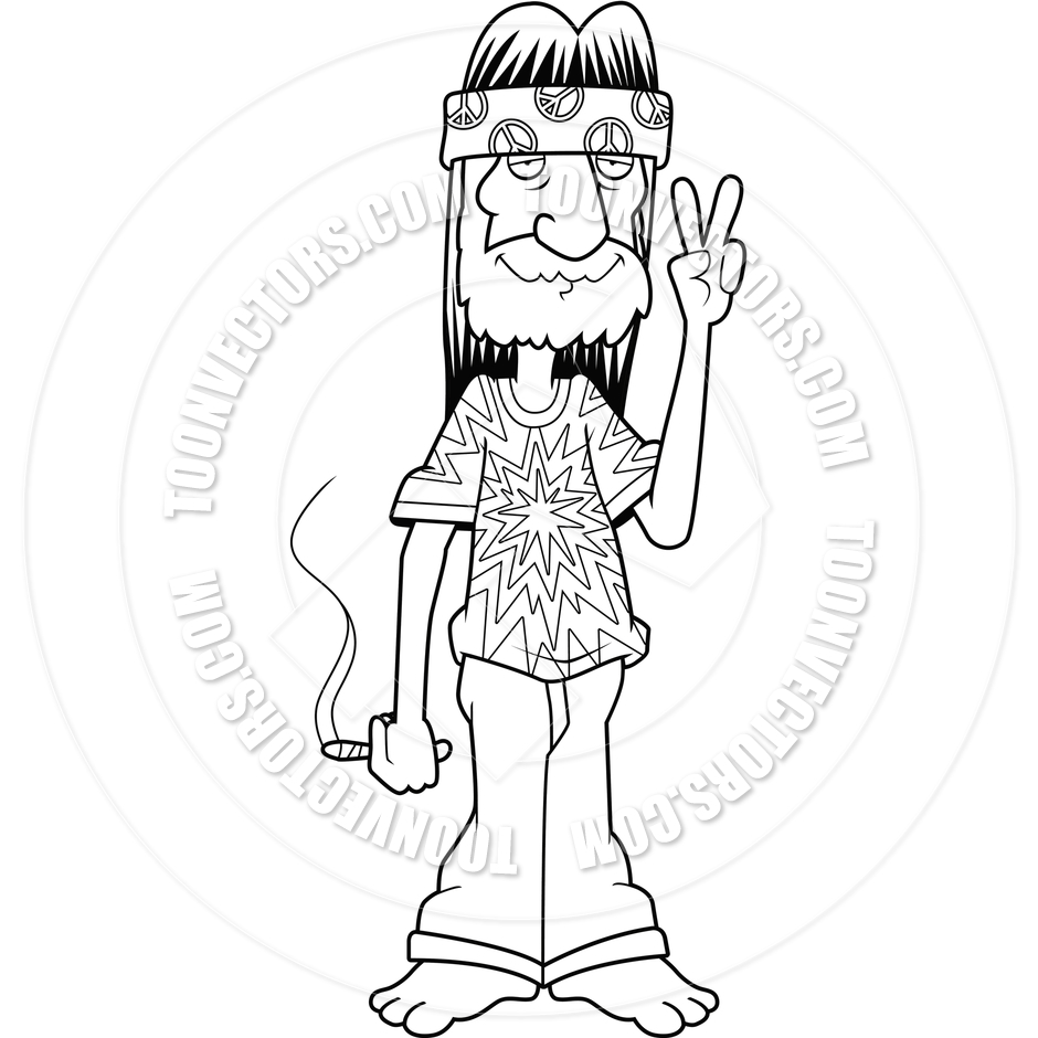 940x940 Hippie Peace Sign (Black And White Line Art) By Cory Thoman Toon