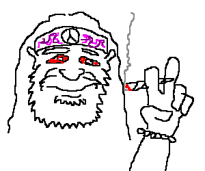 300x250 A Hippy Smoking Weed And Doing The Peace Sign