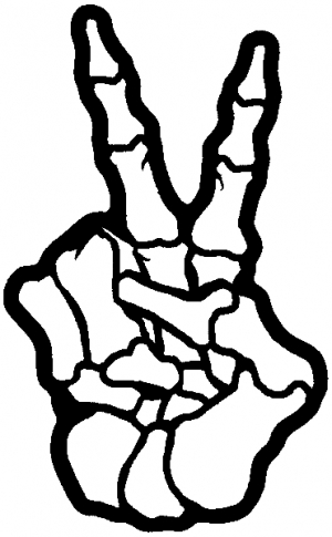 300x485 Skeleton Hand Peace Sign Car Or Truck Window Decal Sticker