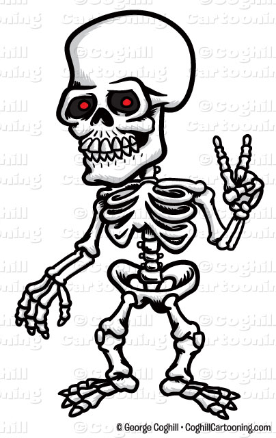 404x640 Cartoon Skeleton Peace Sign Clip Art Stock Illustration
