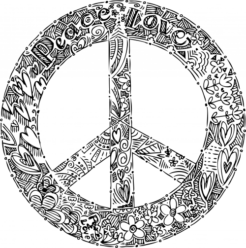 500x503 Doodle Coloring Page Peace Sign