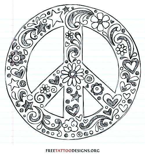 500x540 Flash Sign Coloring Plus Peace Sign Tattoo Drawing 899