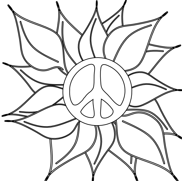 777x772 Peace Symbol Peace Sign Flower 46 Black White Line Art Coloring