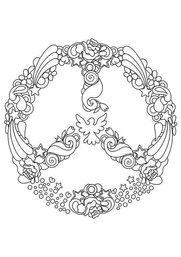595x842 Simple And Attractive Free Printable Peace Sign Coloring Pages