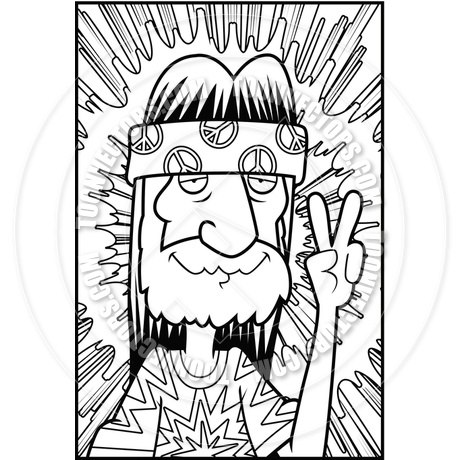 460x460 Hippie Peace Sign (Black And White Line Art) By Cory Thoman Toon