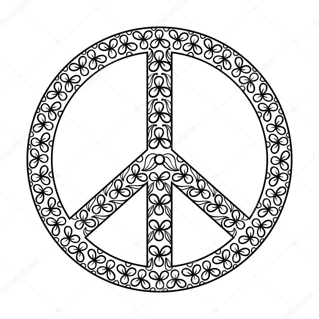 1024x1024 Zentangle Black Peace Symbol , Tattoo Design In Hippie Doodle St