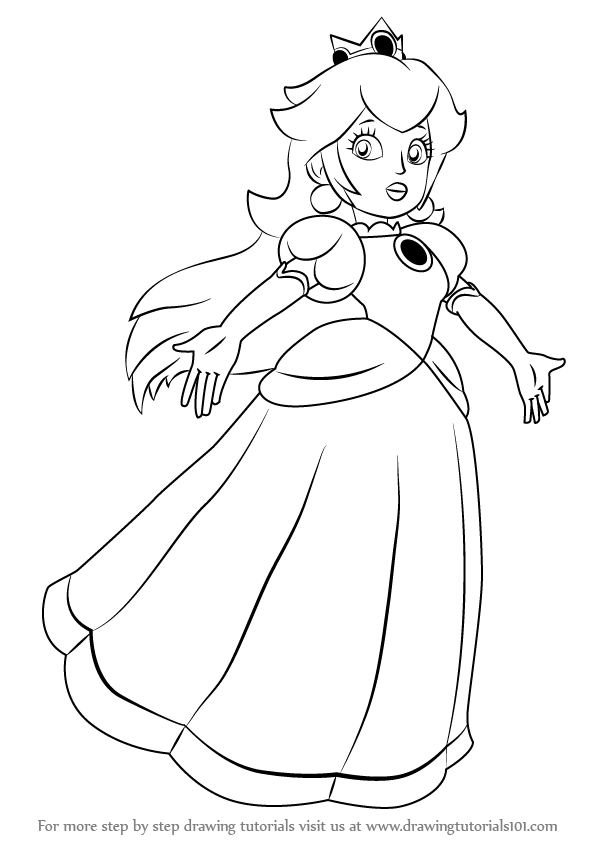597x844 Learn How To Draw Princess Peach From Super Mario (Super Mario