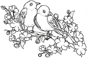 297x200 Lovebirds On Cherry Blossom Branch Tattoo By Metacharis I Think