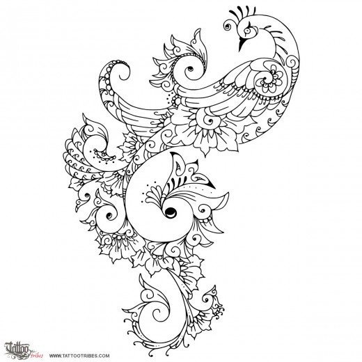 520x520 Mehndi Peacock Tattoos, Henna Pictures Of Peacock