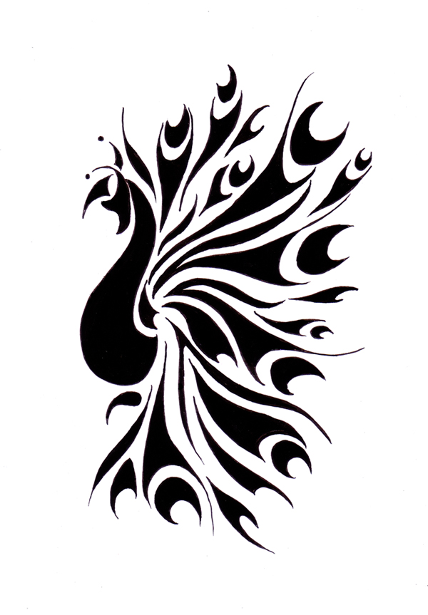 600x863 Peacock Design Black And White