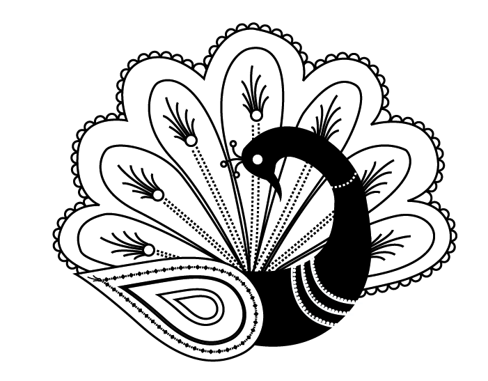 701x547 Peacock Design Black And White