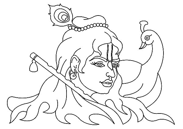 600x424 Krishna And Peacock Coloring Pages Krishna And Peacock Coloring