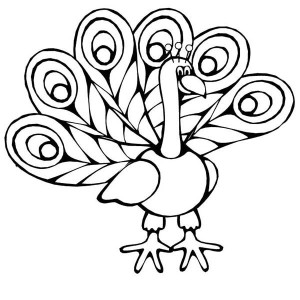 300x300 An Elegant Peacock With Stunning Plumage Feather Coloring Page