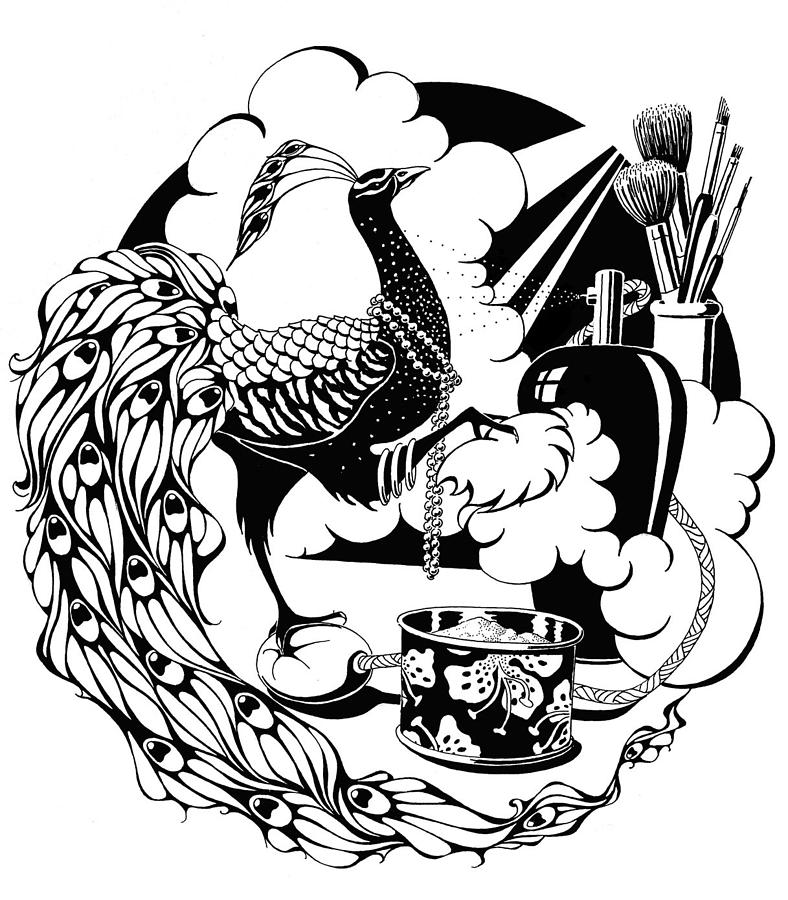 788x900 White Peacock Drawings Fine Art America