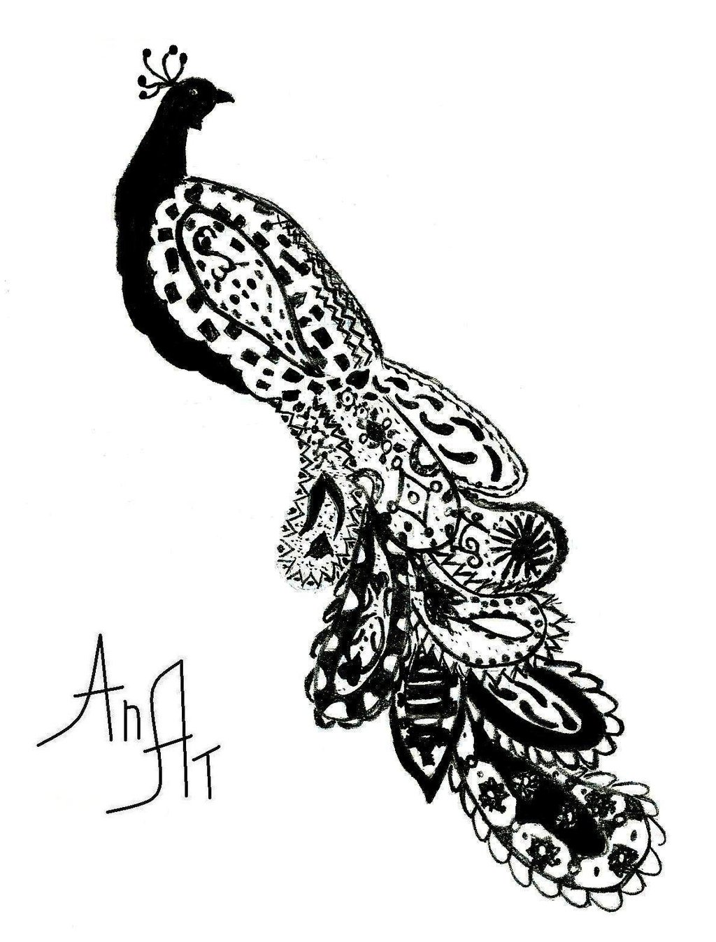 1024x1347 Abstract Peacock Drawing