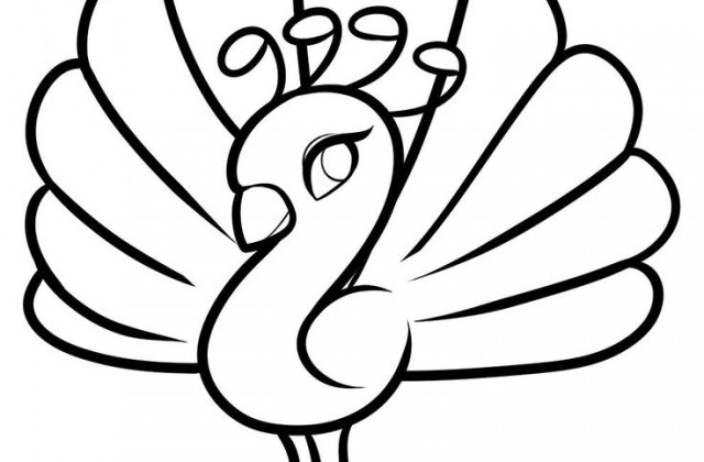 640x420 Simple Animal Coloring Pages How To Draw A Peacock For Kids Step