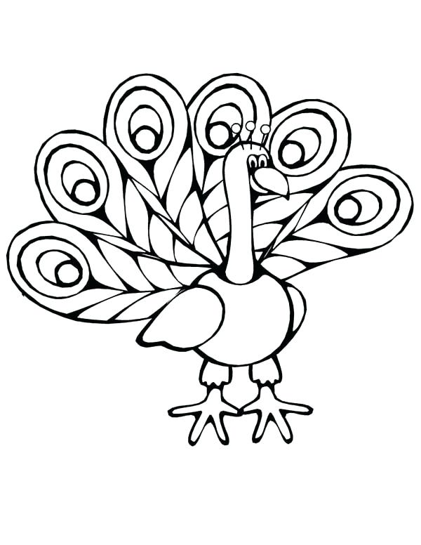 600x776 Simple Peacock Coloring Pages