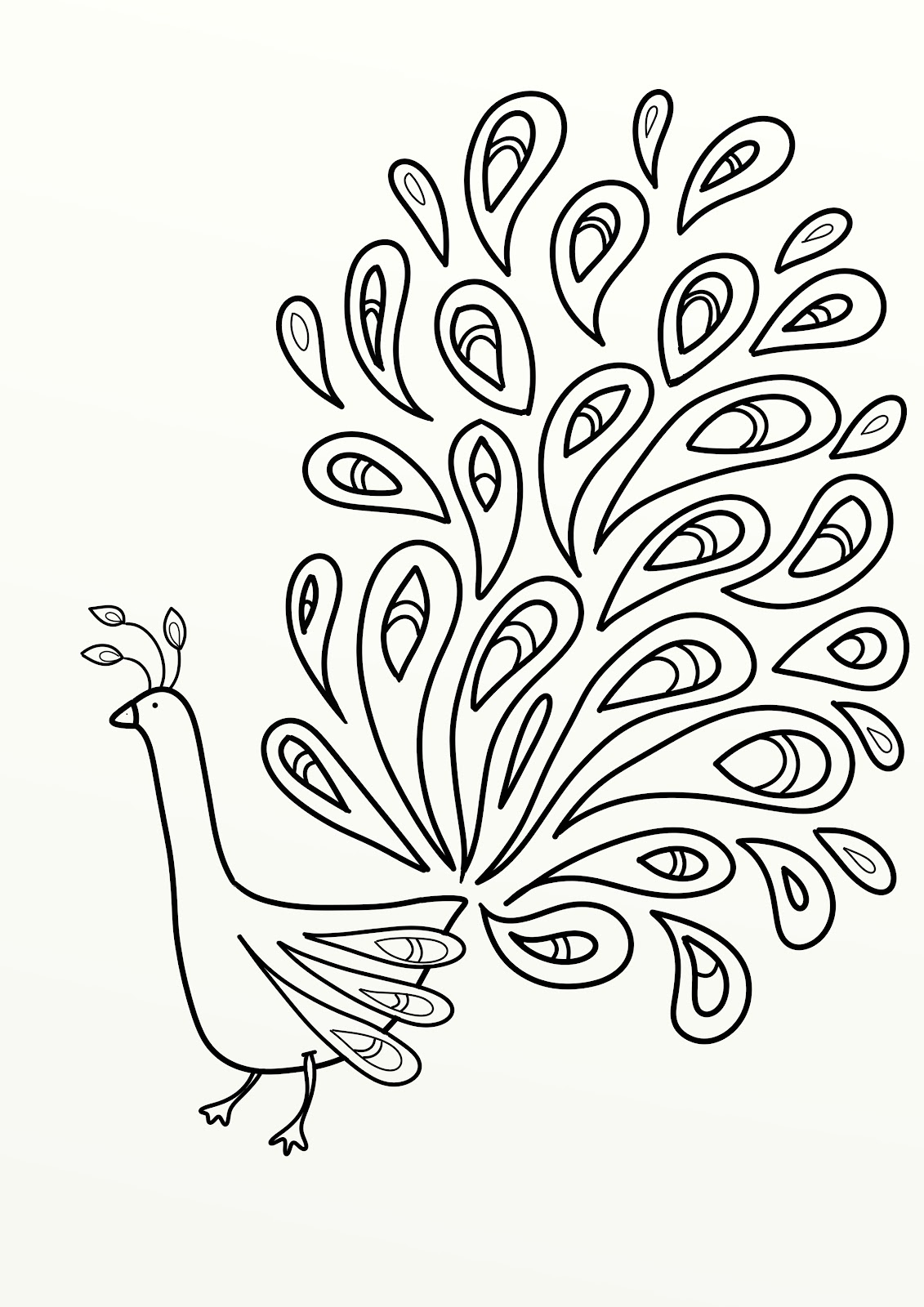 1131x1600 Outline Drawing Of Peacock