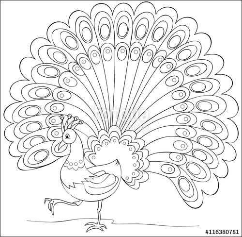 500x488 Page With Black And White Illustration Of Fantasy Peacock