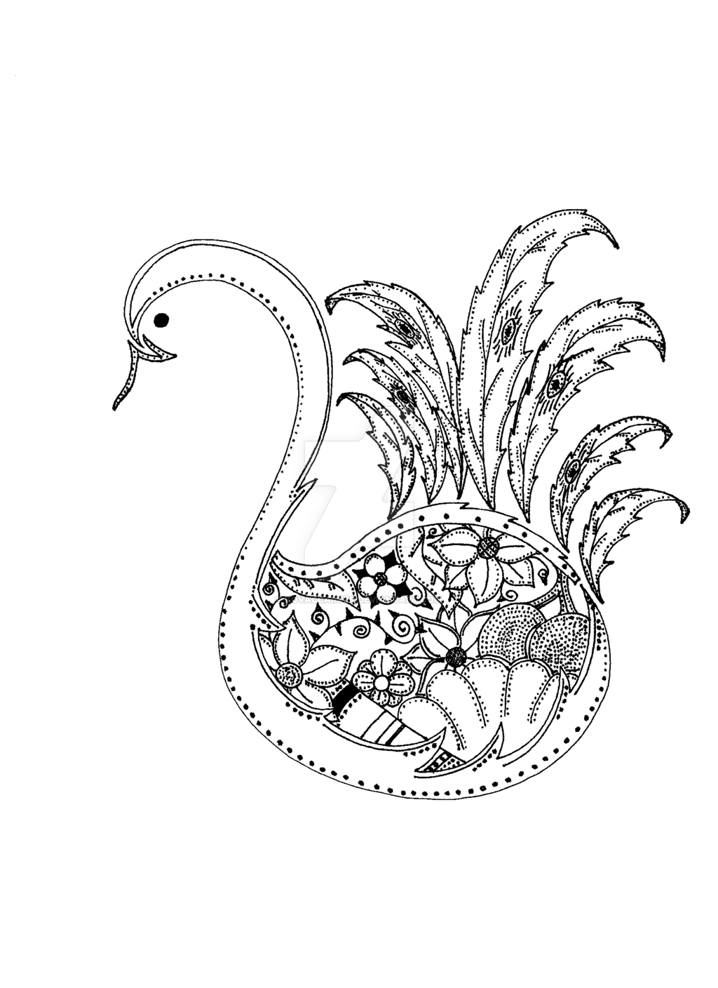 1024x1408 Peacock Line Drawing By Kovaccarter