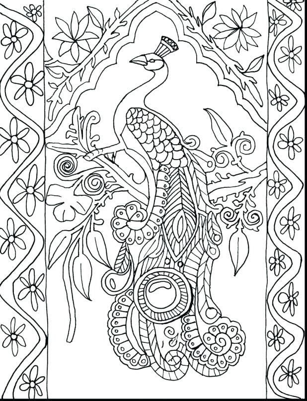 618x807 Peacock Color Page Outstanding Peacock Adult Coloring Pages