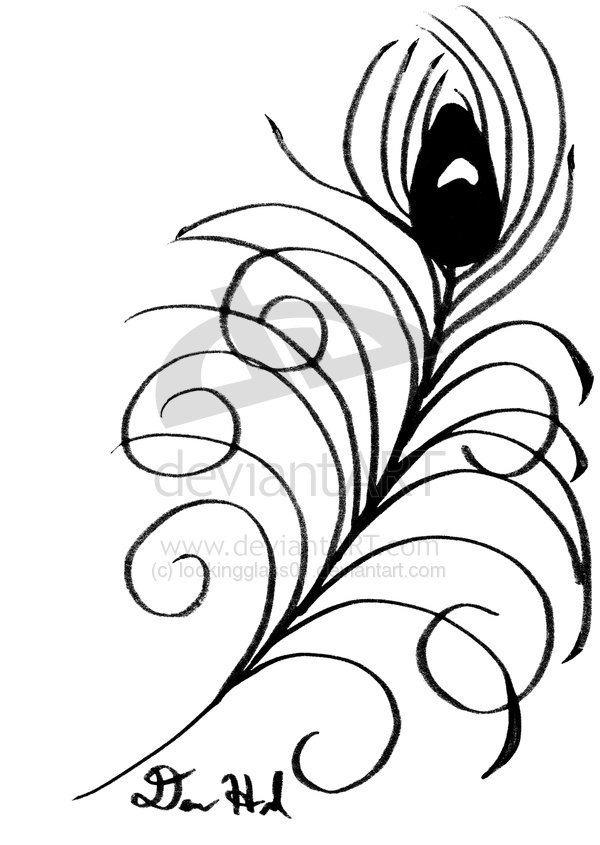 600x845 Simple Peacock Feather Drawing