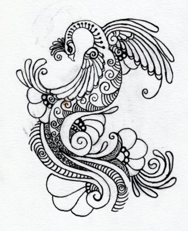 600x735 Henna Designs Drawings Peacock