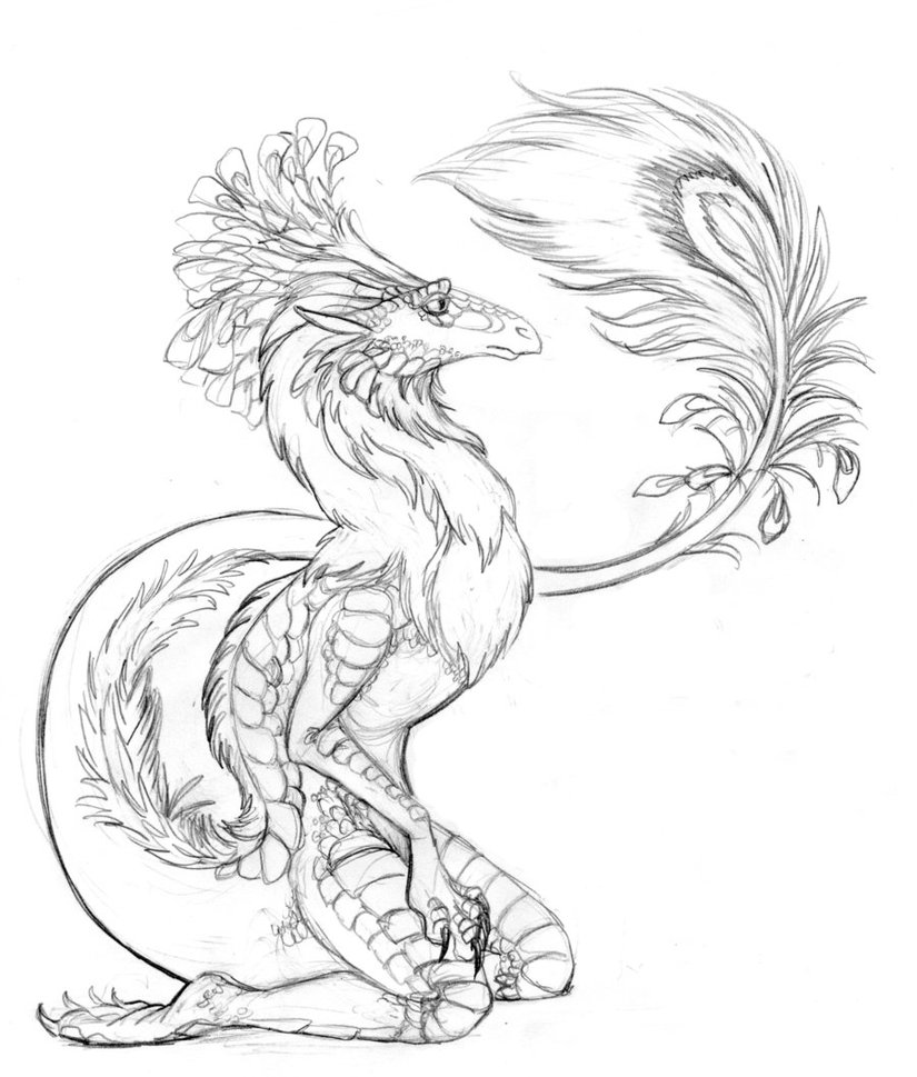 825x969 Peacock Dragon By Lunatteo