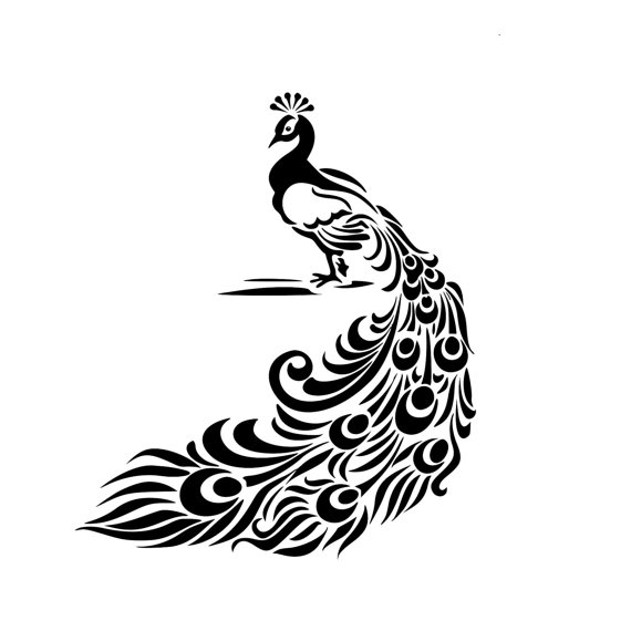 570x570 Vintage Peacock Feather Stencil Decal Wood Sign Wall Decor