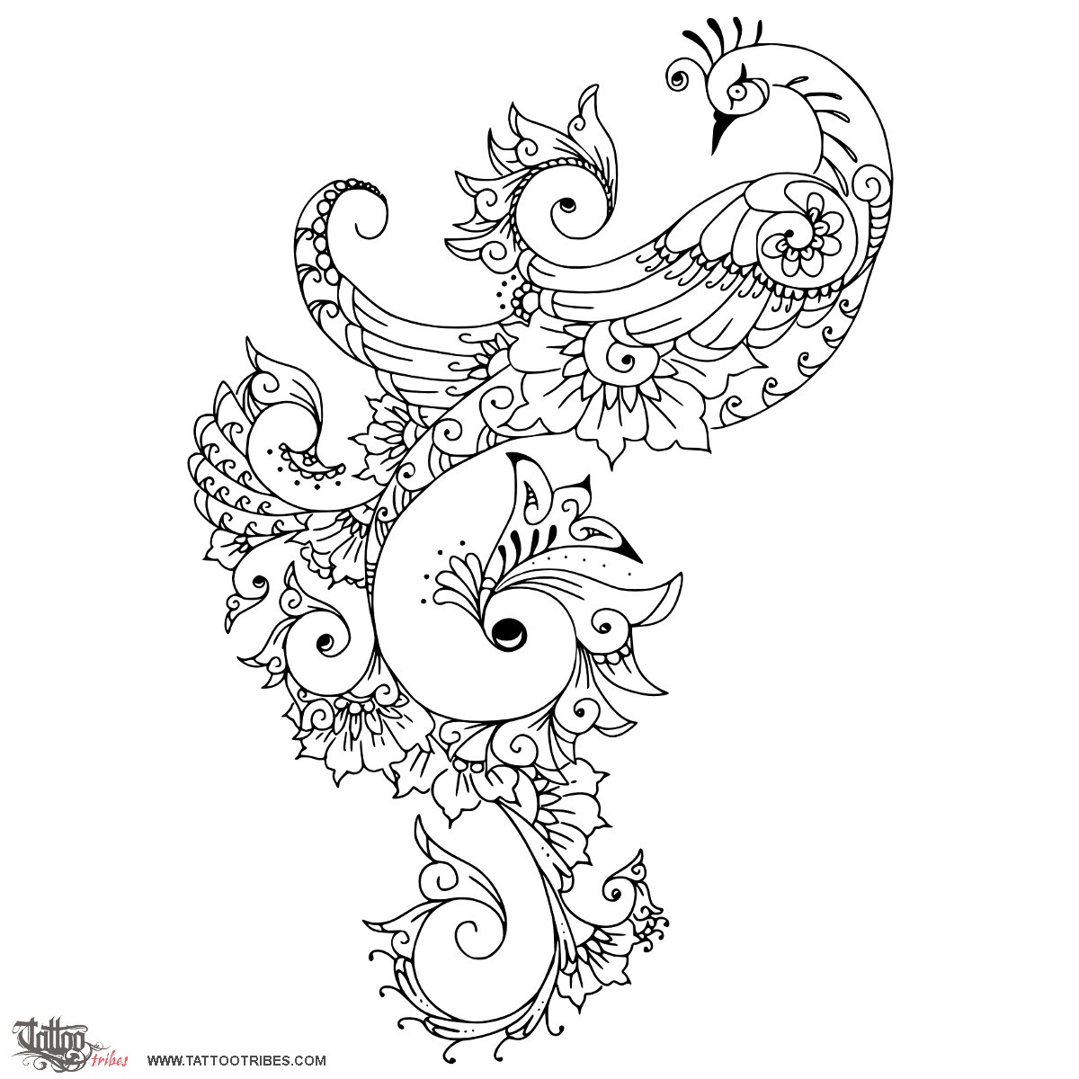 1200x1200 Tattoo Of Mehndi Style Peacock, Love, Passion Tattoo