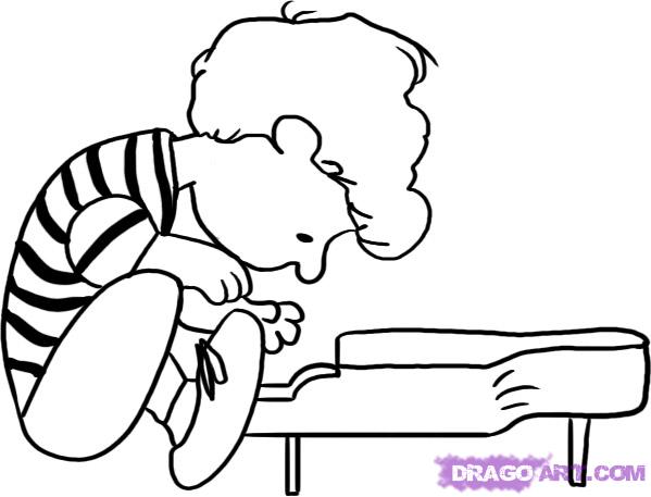 599x457 How To Draw Schroeder From The Peanuts Gang Step 6 Art